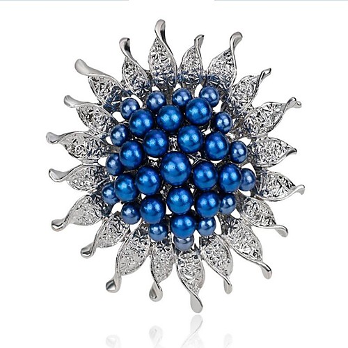 

Women's Brooches Flower Ladies Fashion Imitation Pearl Brooch Jewelry White Dark Blue Blue For Wedding Party Masquerade Engagement Party Prom Promise