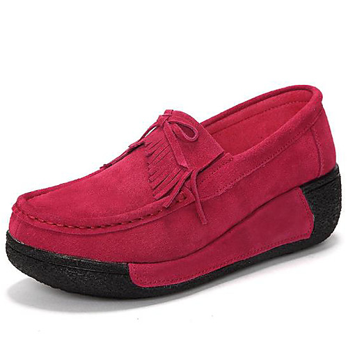 

Women's Loafers & Slip-Ons Wedge Heel Round Toe Comfort Leather Black Red Blue
