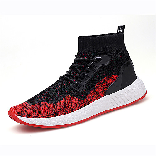 

Men's Sneakers Comfort Shoes Casual Outdoor Knit Black / Red Black Red Color Block Fall Spring