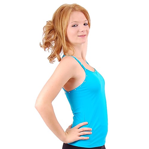 

Figure Skating Top Women's Girls' Ice Skating Top Black White Blue Spandex Stretchy Performance Practise Skating Wear Solid Colored Sleeveless Ice Skating Figure Skating