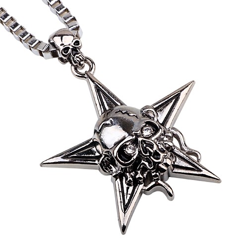 

Men's Pendant Necklace Chain Necklace Engraved Skull Rock Hip-Hop Alloy Silver Necklace Jewelry One-piece Suit For Gift Going out Cosplay Costumes