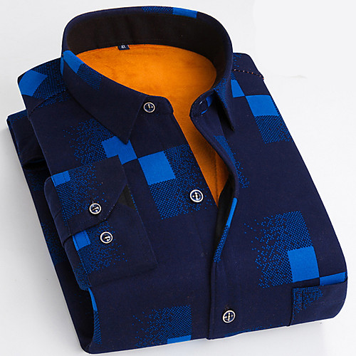 

Men's Shirt Geometric Long Sleeve Casual / Daily Tops Vintage Blue Red