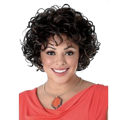

Synthetic Wig Curly Curly Wig Short Natural Black #1B Black / Dark Auburn Synthetic Hair Women's Highlighted / Balayage Hair Black StrongBeauty