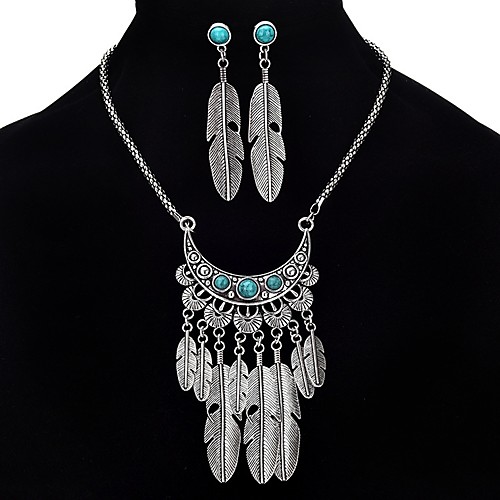 

Women's Turquoise Jewelry Set Wings Ladies Vintage Bohemian Boho western style Earrings Jewelry Silver For Party Formal
