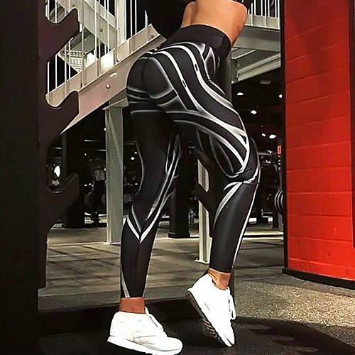 

Women's Daily / Going out Sexy Solid Color / Print Legging - Geometric, Sporty / Stylish / Printing Black M L XL / Skinny