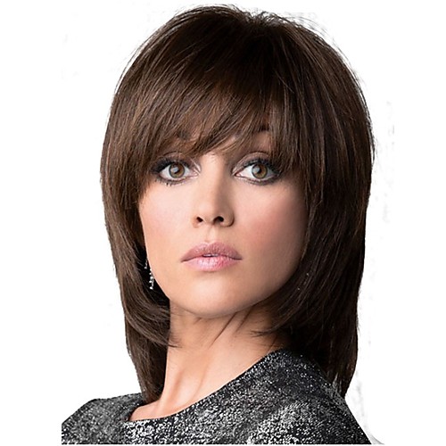 

Synthetic Wig Straight Straight Layered Haircut Wig Medium Length Dark Brown / Medium Auburn Synthetic Hair Women's Brown