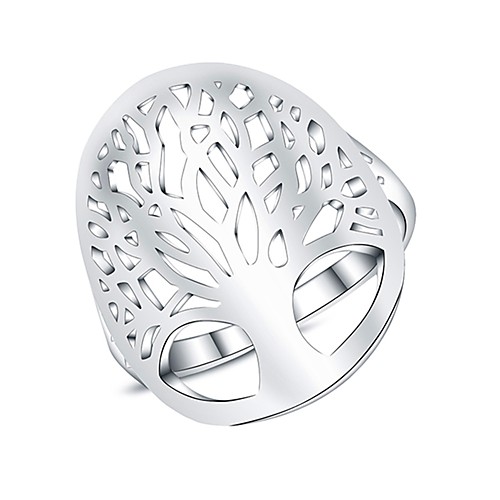 

Women's Statement Ring Micro Pave Ring Silver Silver Plated Ladies Fashion Daily Jewelry filigree Tree of Life