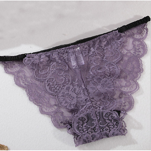 

Women's Lace Super Sexy Brief Jacquard / Solid Colored Low Waist White Black Purple S M L / Going out