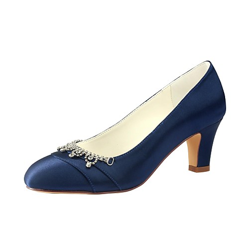 

Women's Wedding Shoes Glitter Crystal Sequined Jeweled Chunky Heel Round Toe Crystal Elastic Fabric Basic Pump Spring / Fall Black / Dark Blue / Party & Evening / EU37
