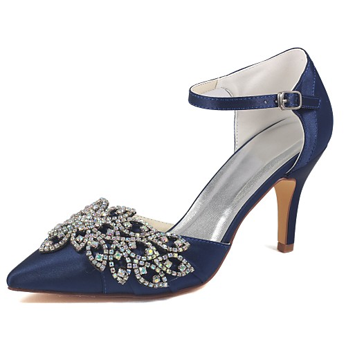 

Women's Wedding Shoes Glitter Crystal Sequined Jeweled Stiletto Heel Pointed Toe Crystal Elastic Fabric Basic Pump Spring / Summer Dark Blue / Party & Evening / EU41