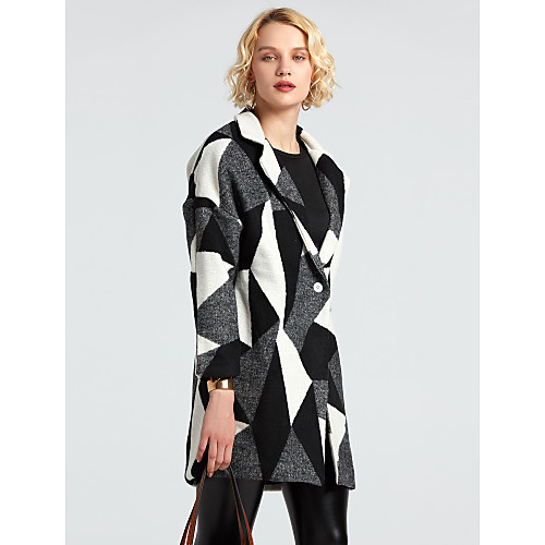 

Women's Coat Color Block Fall Notch lapel collar Coat Regular Daily Long Sleeve Others Coat Tops Gray