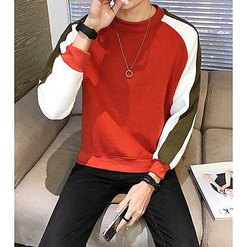 

Men's Sweatshirt Print Round Neck Casual / Daily Hoodies Sweatshirts Long Sleeve Blue Red Dark Gray / Fall