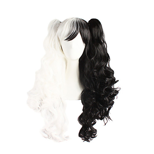 

Synthetic Wig Wavy Wavy With Ponytail Wig Long Black / White Synthetic Hair Women's Black