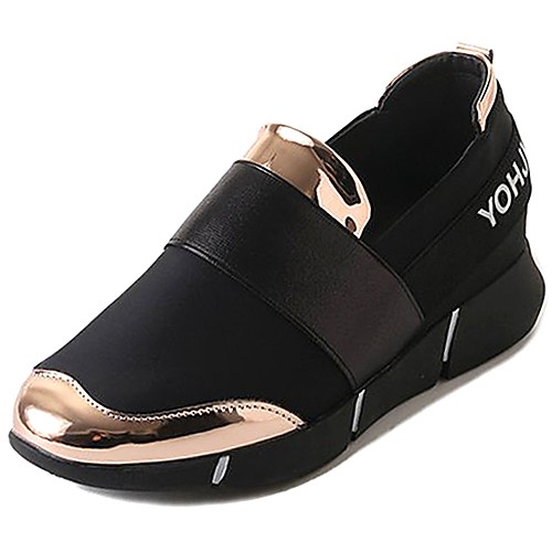 

Women's Athletic Shoes Flat Heel Round Toe PU Comfort Walking Shoes Fall / Winter Black / Gold