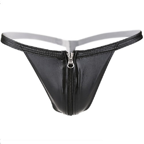 

Men's Hole G-string Underwear Solid Colored Low Waist Silver Black One-Size