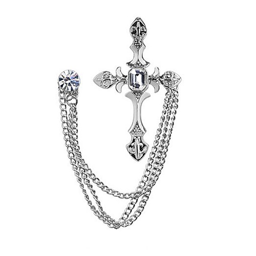 

Women's Cubic Zirconia Brooches Cross Ladies Korean Imitation Diamond Brooch Jewelry Silver For Daily Formal