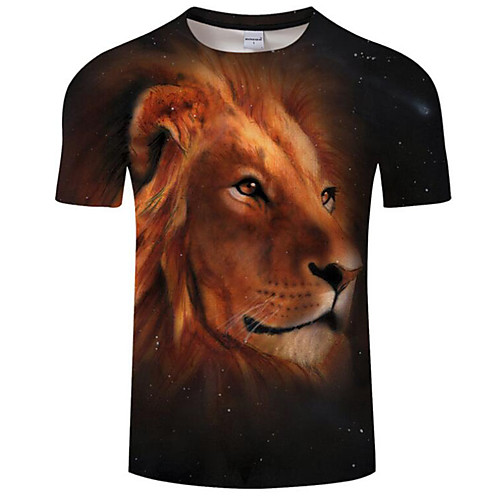 

Men's T shirt Print Short Sleeve Daily Tops Simple Brown