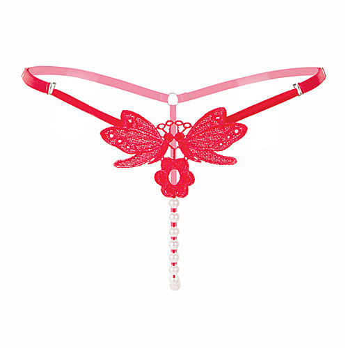 

Women's Stylish / Embroidery Sexy G-strings & Thongs Panties Solid Colored Mid Waist White Black Red One-Size