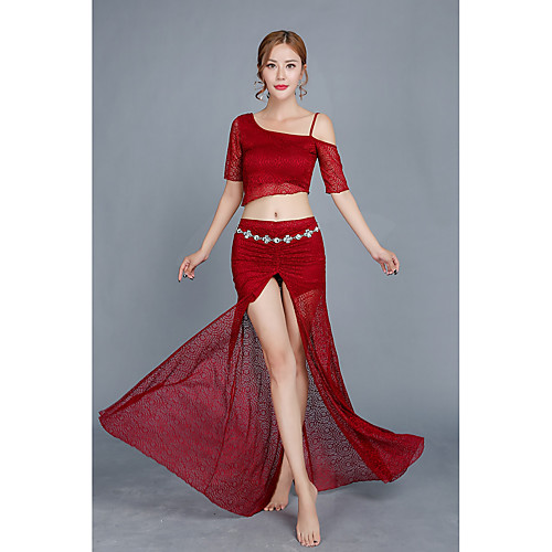 

Belly Dance Skirts Lace Women's Performance Half Sleeve Dropped Lace Tulle