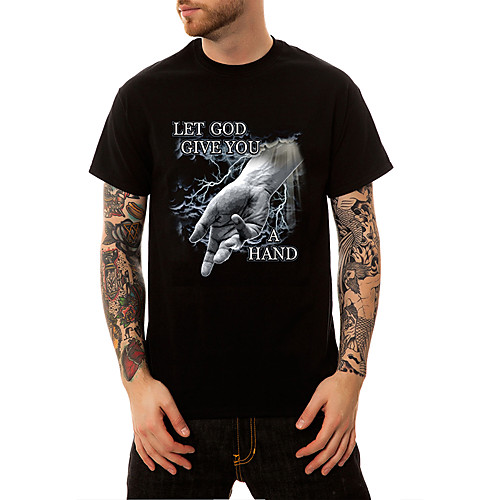 

Men's T shirt Abstract Print Short Sleeve Daily Tops Cotton Active Streetwear Black