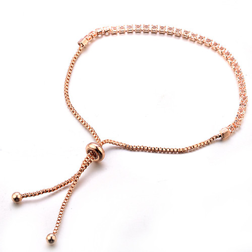 

Women's Crystal Chain Bracelet Tennis Bracelet Dainty Ladies Classic Sweet Fashion Alloy Bracelet Jewelry Red / Rose Gold For Party Gift Evening Party Prom Promise