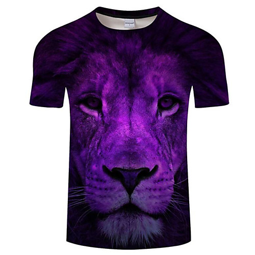 

Men's T shirt Print Short Sleeve Daily Tops Purple