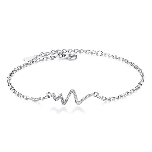 

Women's Cubic Zirconia Chain Bracelet Wave Ladies Fashion Alloy Bracelet Jewelry Silver For Daily Formal