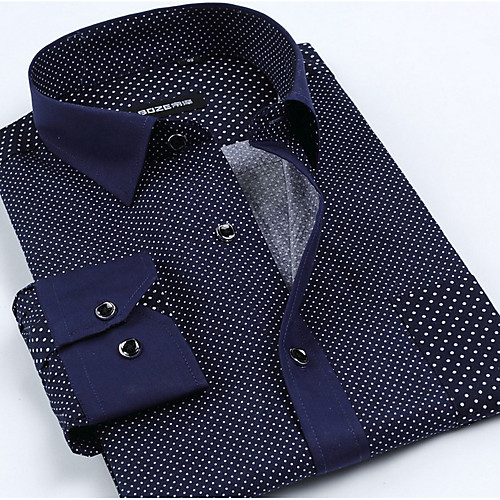 

Men's Shirt Polka Dot Long Sleeve Daily Tops Cotton Black Blue Wine