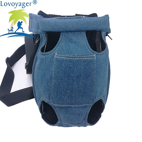 

Cat Dog Harness Travel Bag Strap Portable Breathable Solid Colored Jeans Blue