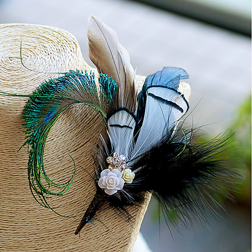 

Wedding Flowers Boutonnieres / Headdress / Brooches & Pins Wedding / Event / Party Feathers / Goose Feather / Fabrics 6.3(Approx.16cm)
