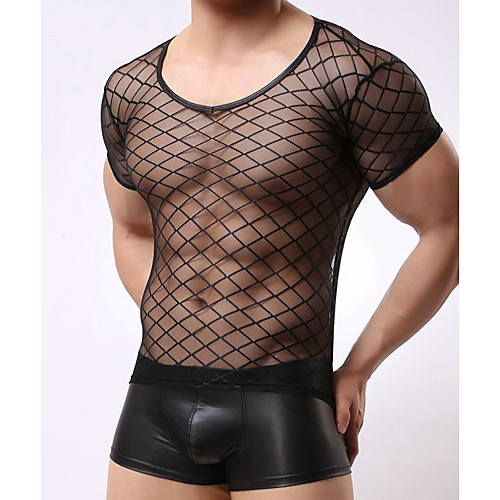 

Men's Super Sexy Undershirt Solid Colored Black M L XL / Round Neck / Skinny