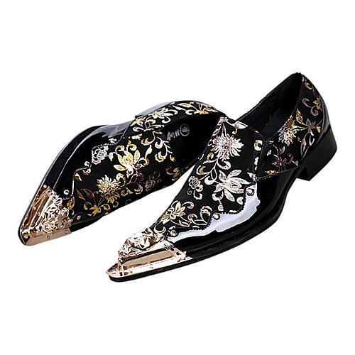

Formal Shoes Novelty Shoes Spring / Fall Vintage Wedding Party & Evening Oxfords Leather Handmade Black / Gold / EU40