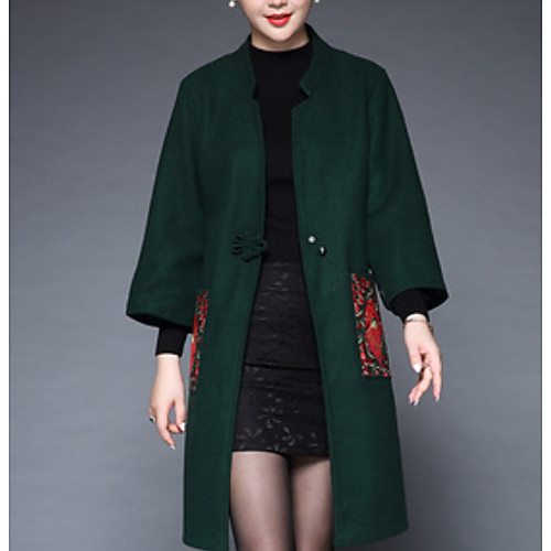 

Women's Solid Colored Solid Colored Oversized Winter Coat Long Daily Long Sleeve Acrylic Coat Tops Black
