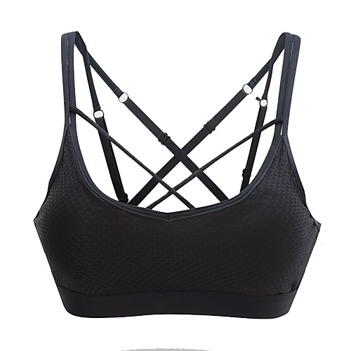 

Women's Sports Bra Sports Bra Top Bralette Nylon Running Quick Dry Stretchy Padded Light Support White Black Dark Navy Solid Colored