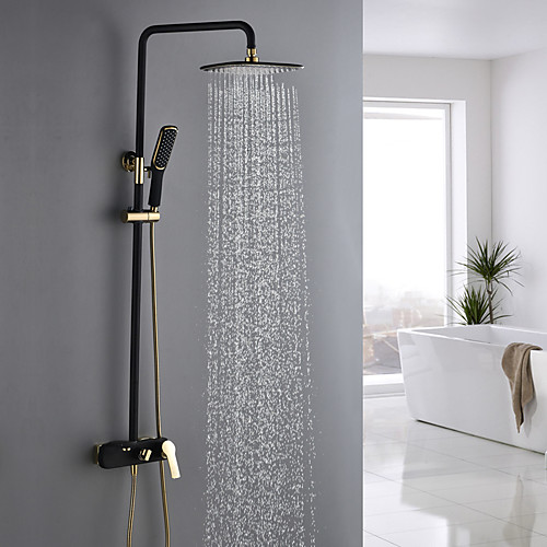 

Vintage Double Shower Faucet Set - Antique Ti-PVD Shower System Ceramic Valve Bath Shower Mixer Taps / Brass / Single Handle Two Holes