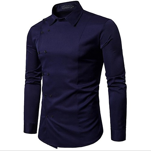 

Men's Shirt Solid Colored Long Sleeve Daily Tops Black Navy Blue