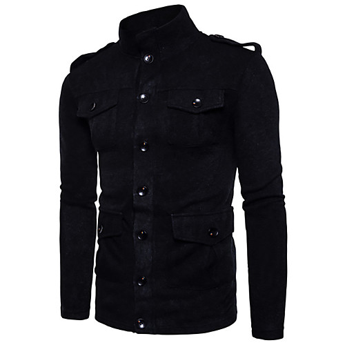 

Men's Solid Colored Cardigan Long Sleeve Slim Regular Sweater Cardigans Turtleneck Spring Fall Black Royal Blue Dark Gray