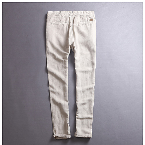 

Men's Ordinary Daily Holiday Sweatpants Pants - Solid Colored Linen Spring White Black Blue M / L / XL