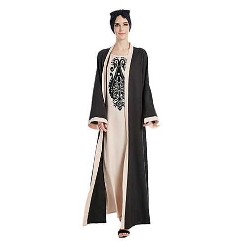 

Arabian Women's A-Line Slip Ethnic Fashion Abaya Dubai Muslim Vacation Dress Arabian Dress Abaya Kaftan Dress Muslim Dress Maxi Dresses For Polyster Printing Long Length Dress