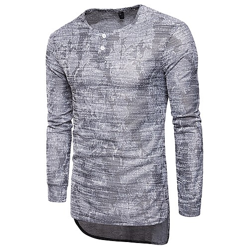 

Men's T shirt Solid Colored Long Sleeve Daily Tops Cotton Streetwear Blue Orange Gray