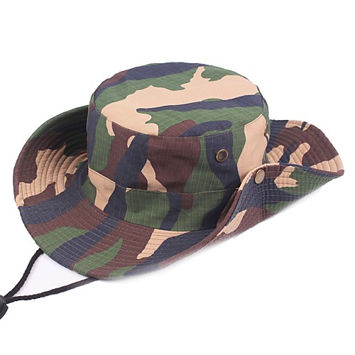 

Hiking Hat Fishing Hat Boonie hat Wide Brim Sunscreen UV Resistant Camo Cotton Spring Summer for Men's Women's Fishing Climbing Outdoor Exercise Army Green Blue