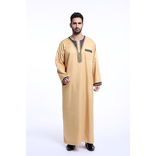 

Men's Solid Colored Basic Fall Abaya Long Daily Long Sleeve Polyester Coat Tops White