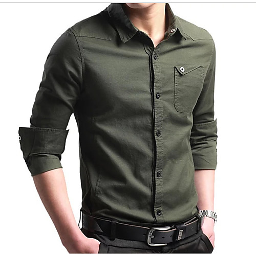 

Men's Shirt Solid Colored Long Sleeve Daily Tops Cotton Black Blue Yellow
