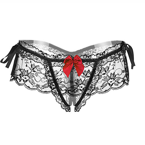 

Women's Lace G-strings & Thongs Panties Solid Colored Low Waist Black Red One-Size