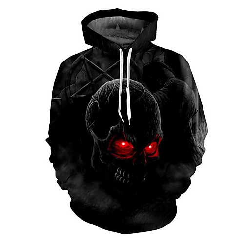 

Men's Plus Size Hoodie 3D Skull Print Hooded Halloween Daily Hoodies Sweatshirts Long Sleeve Black / Spring / Fall