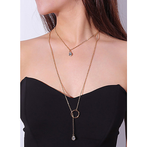 

Women's Chain Necklace Statement Necklace Layered Karma Necklace Ladies Multi Layer Oversized Imitation Pearl Alloy Gold Silver Necklace Jewelry For Party Formal / Long Necklace