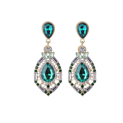 

Women's Sapphire Crystal Drop Earrings Pear Cut Solitaire Two Stone Drop Ladies Fashion Imitation Diamond Earrings Jewelry Fuchsia / Blue / Green For Daily Going out