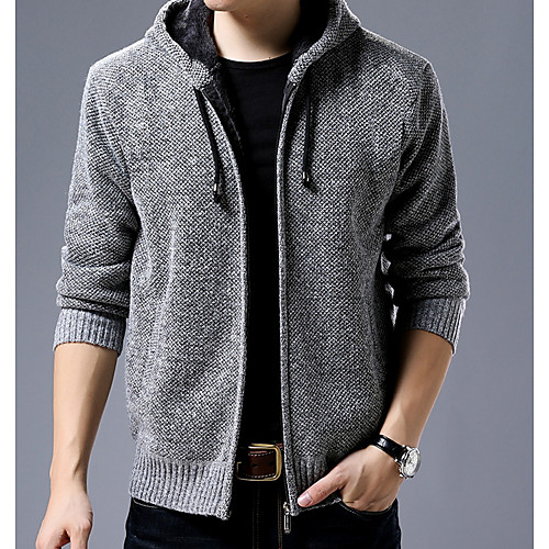 

Men's Solid Colored Cardigan Long Sleeve Regular Sweater Cardigans Hooded Fall Winter Blue Purple Camel