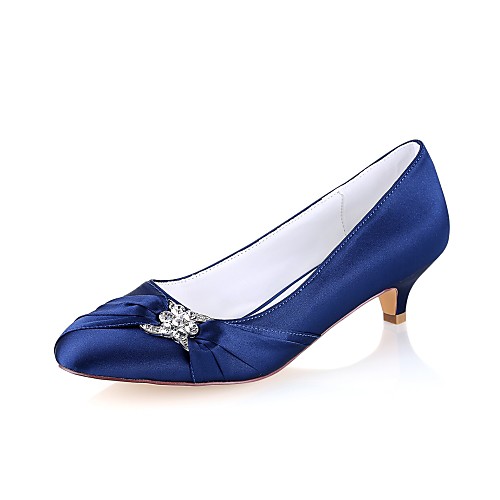 

Women's Wedding Shoes Glitter Crystal Sequined Jeweled Kitten Heel Round Toe Crystal Elastic Fabric Basic Pump Spring / Fall Dark Blue / Party & Evening / EU42
