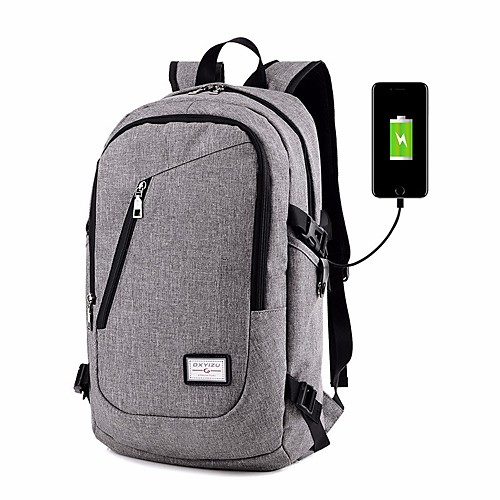 

Nylon Zipper School Bag Daily Black / Gray / Fall & Winter